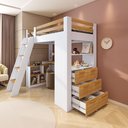 Ver imagem 6 de Cama Alta Beliche Office Infantil Multifuncional com 6 Gavetas Micenas Yescasa Branco/Freijó