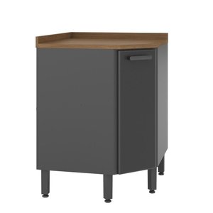 Balcão de Aço de Canto com Tampo 1 Porta Grafite Bertolini