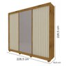 Guarda Roupas casal Gelius Royale Ripado 3 portas de correr com espelho Madeirado Off White - 4