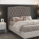 Ver imagem 2 de Cabeceira Estofada Cama Box Casal Queen Size Greta 160cm com Frame Suede Bege - Abmaza