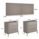 Ver imagem 4 de Conjunto Cabeceira Queen com 2 Mesas de Cabeceira 320cm Cor:grigio com Dourado