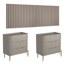 Ver imagem 3 de Conjunto Cabeceira Queen com 2 Mesas de Cabeceira 320cm Cor:Grigio com Dourado
