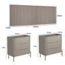 Ver imagem 4 de Conjunto Cabeceira Queen com 2 Mesas de Cabeceira 320cm Cor:Grigio com Dourado