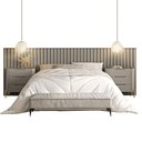 Ver imagem 2 de Conjunto Cabeceira Queen com 2 Mesas de Cabeceira 320cm Cor:Grigio com Dourado