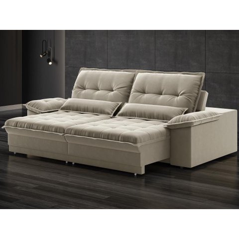 Sofá Bergamo 2,10m Retrátil e Reclinável Veludocristal Fendi - Netsofas