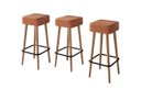 Ver imagem 2 de Kit 3 Banquetas Altas Dubai Estofadas com Design Retrô para Cozinha, Balcão, Área Gourmet - Salaone: