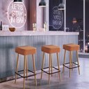 Ver imagem 1 de Kit 3 Banquetas Altas Dubai Estofadas com Design Retrô para Cozinha, Balcão, Área Gourmet - Salaone: