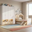 Ver imagem 1 de Guarda-Roupa Modulado Wave e Bicama New Garden Casatema MadeiraOriginals Branco/Marrom
