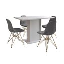 Ver imagem 7 de Mesa Jantar Londres Tampo Branco 120cm 4 Cadeiras Base Dourado Estofado Grafite