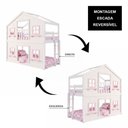 Ver imagem 3 de Beliche Montessoriano Casinha Dos Sonhos Madeira Maciça Branco Rosa Solteiro Megamobília