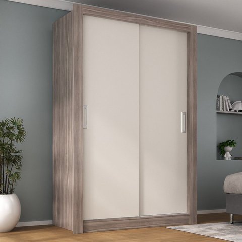 Guarda Roupa Solteiro 2 Portas Liz Yescasa Off White/Castanho