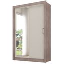 Ver imagem 3 de Guarda Roupa Solteiro 2 Portas - com Espelho Liz Yescasa Off White/Castanho