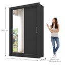 Ver imagem 4 de Guarda Roupa Solteiro 2 Portas - com Espelho Liz Yescasa Preto
