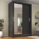 Ver imagem 1 de Guarda Roupa Solteiro 2 Portas - com Espelho Liz Yescasa Preto