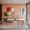 Ver imagem 2 de Mesa de Jantar 4 Lugares Retangular Tampo Madeiramaciça/MDF Portugal Marrom/Off White