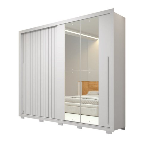 Guarda-roupa Casal Ripado com Espelhos 2 Portas e 4 Gavetas Suburban Gold Espresso Móveis