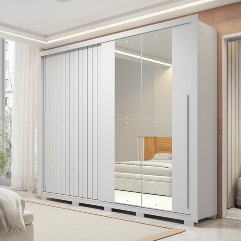 Guarda-roupa Casal Ripado com Espelhos 2 Portas e 4 Gavetas Suburban Gold Espresso Móveis