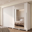Ver imagem 1 de Guarda-Roupa Casal Ripado 2 Portas 4 Gavetas com Espelho Suburban Yescasa Branco