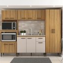Ver imagem 1 de Cozinha Compacta Modulada 4 Peças Berlim Bege/Ipê/Cristalo