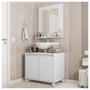 Ver imagem 1 de Kit Conjunto Gabinete Armario Banheiro Espelho Clean Branco