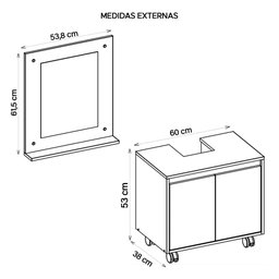 Kit Conjunto Gabinete Armario Banheiro Espelho Clean Branco - 4