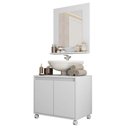 Ver imagem 2 de Kit Conjunto Gabinete Armario Banheiro Espelho Clean Branco