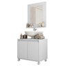 Kit Conjunto Gabinete Armario Banheiro Espelho Clean Branco - 2