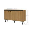 Ver imagem 3 de Buffet Aparador 3 Portas 135cm Miami Marrom/Lamina Mel/Preto