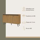 Ver imagem 5 de Buffet Aparador 3 Portas 135cm Miami Marrom/Lamina Mel/Preto
