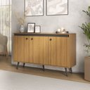 Ver imagem 1 de Buffet Aparador 3 Portas 135cm Miami Marrom/Lamina Mel/Preto
