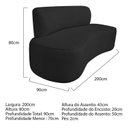 Ver imagem 3 de Sofá Curvo Orgânico 200cm 3 Lugares Linho Antonela Preto