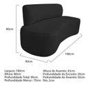 Ver imagem 3 de Sofá Curvo Orgânico 180cm 3 Lugares Linho Antonela Preto