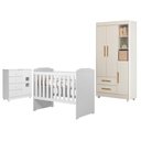 Ver imagem 1 de Guarda Roupa Flocos com Cômoda Life Berço Americano Carinho Branco Acetinado - Tigus