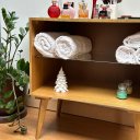 Ver imagem 2 de Balcão 1 Prateleira de Vidro Retrô Cor Amêndoa