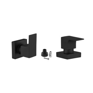 Kit 2 Acabamento para Registro Chuveiro Quadrado Alavanca Preto Banheiro Padrão Docol