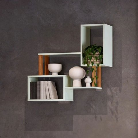 Nicho para Sala de Estar Duplo Industrial Branco Freijo/Off White
