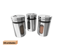 Ver imagem 2 de Porta Tempero e Condimentos Revestido em Aço Inox com Visor de Vidro (3 un)