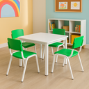 Ver imagem 1 de Mesa com 4 Cadeiras Infantil Verde para Sala de Aula