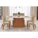 Ver imagem 4 de Mesa P/ Cozinha Ryze C/ Tampo Madeirado C/ Vidro Oval 218x108cm Cedro/off White - Dj Móveis