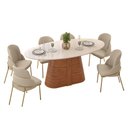 Ver imagem 6 de Mesa P/ Cozinha Ryze C/ Tampo Madeirado C/ Vidro Oval 218x108cm Cedro/off White - Dj Móveis