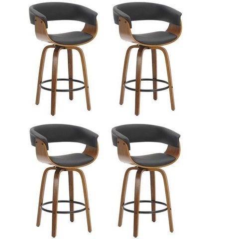 Kit com 4 Banquetas Base Madeira Baixa Betim