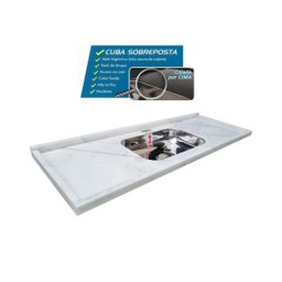 Pia Cozinha Mármore Branco 120cm Cuba Inox Acabamento Duplo: Branco - 4