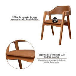 Kit 4 Cadeiras de Madeira Maciça Tauari, Estofada e Braço com Corda Náutica Bélgica Espresso Móveis   - 5