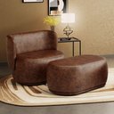 Ver imagem 1 de Namoradeira com Puff Orgânico Molly 02 Lugares Couríssimo Whisky - Desk Design Cor Whisky