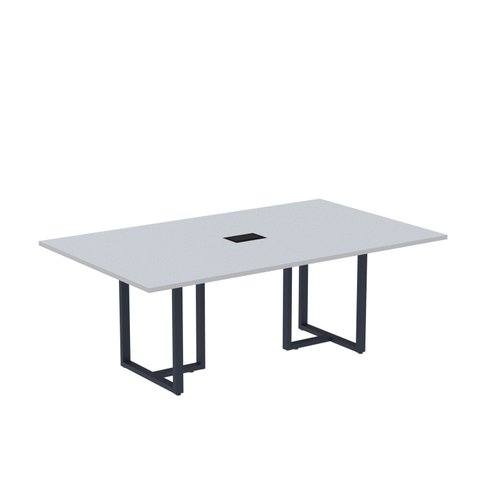 Mesa de Reunião Retangular com Power Box 200x90cm MR2000P25TUB Cinza/Grafito