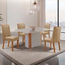 Ver imagem 1 de Mesa de Jantar Isadora 120cm Tampo MDF Vidro Canto Copo com 4 Cadeiras Yasmin