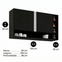 Ver imagem 3 de Armário Aéreo Cozinha Vanessa 105cm 2 Portas Nicho Lateral Mdp Funcional Preto - Desk Design