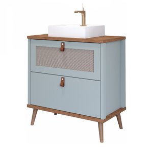 Armário Gabinete de Banheiro 80cm Mdf Pistache 1 Porta Gaveta C/ Cuba