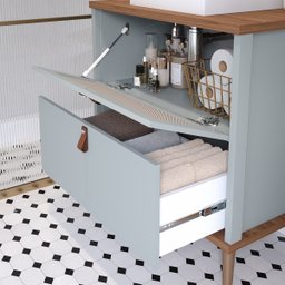 Armário Gabinete de Banheiro 80cm Mdf Pistache 1 Porta Gaveta C/ Cuba - 6
