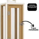 Ver imagem 6 de Lanterna Decorativa Metal Branco Prime e Madeira com Vidro 38cm X 13cm